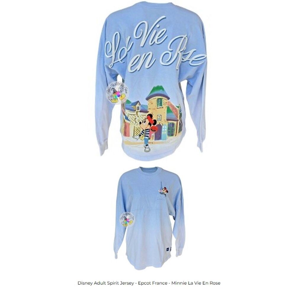 NWT SZ XL Disney Epcot France Spirit Jersey Minnie La Vie En Rose Blue Ombre